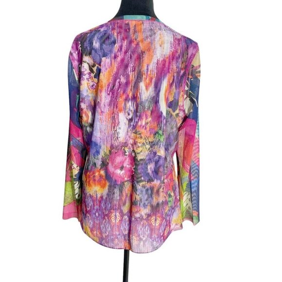 Pleats Collection by Pings Imports Size Large Top Blouse Abstract Lagenlook Art - Picture 4 of 6